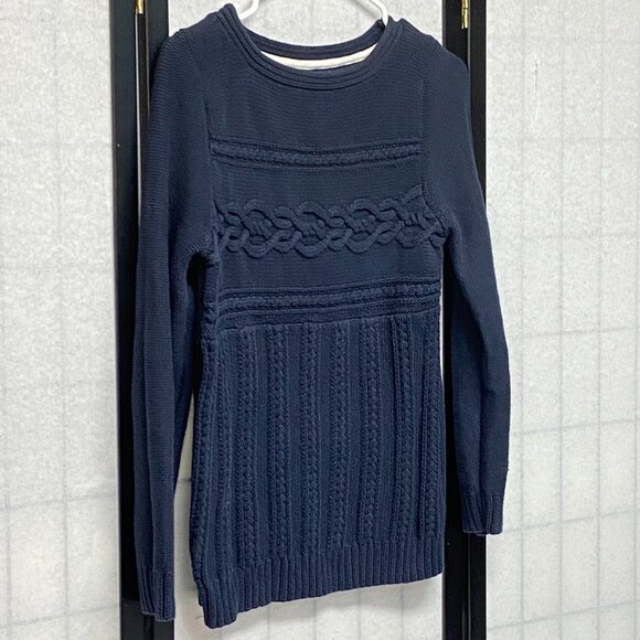 Tommy Hilfiger Scoop Neck Pull Over Cable & Rib Knit Sweater Navy Blue Kids L - Picture 3 of 12